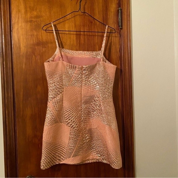 The Bar Logan Metallic Mini Dress Peach Coral Orange Gold Sleeveless Cocktail 6 - Picture 8 of 8